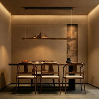 WOMO Rock‑Inspired Wooden Linear Pendant Light-WM3246