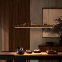 WOMO Rock‑Inspired Wooden Linear Pendant Light-WM3246