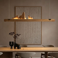WOMO Rock‑Inspired Wooden Linear Pendant Light-WM3246