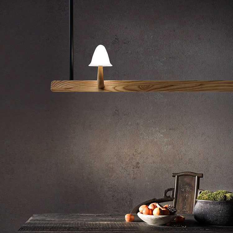 WOMOMushroom Wooden Linear Pendant Light-WM3247