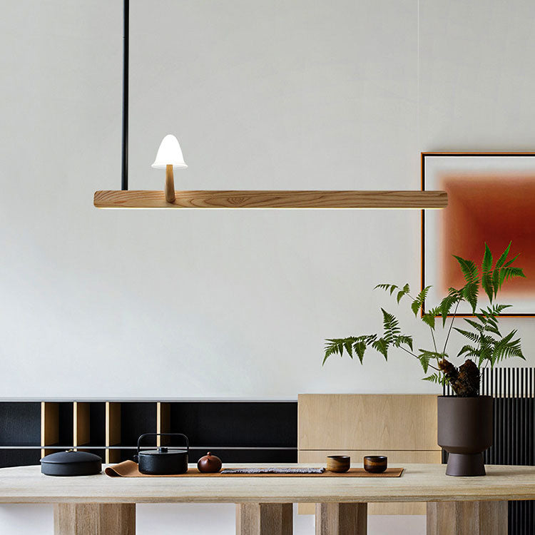 WOMOMushroom Wooden Linear Pendant Light-WM3247