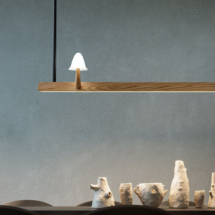 WOMOMushroom Wooden Linear Pendant Light-WM3247