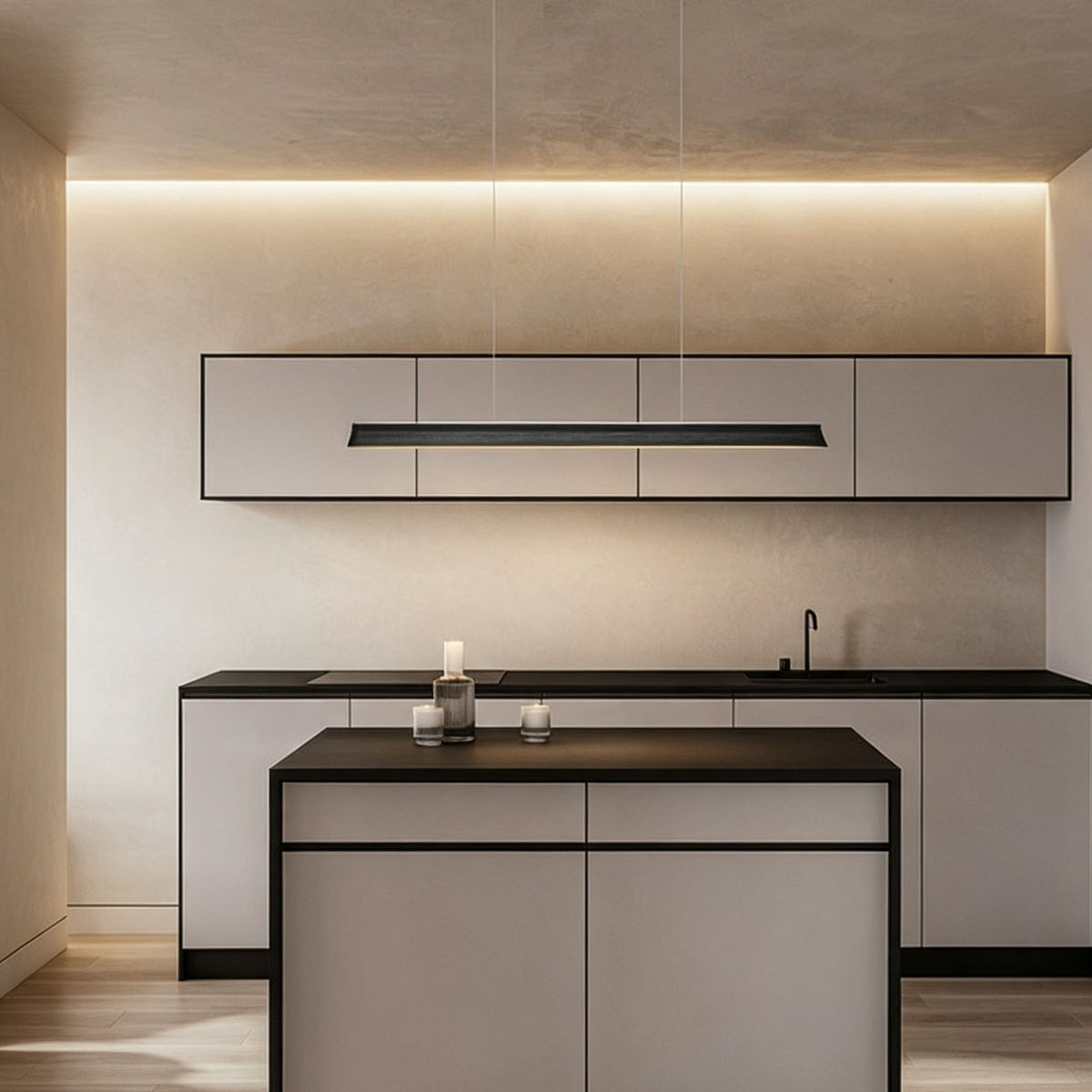 WOMO Minimalist Wooden LED Linear Pendant Light-WM3248
