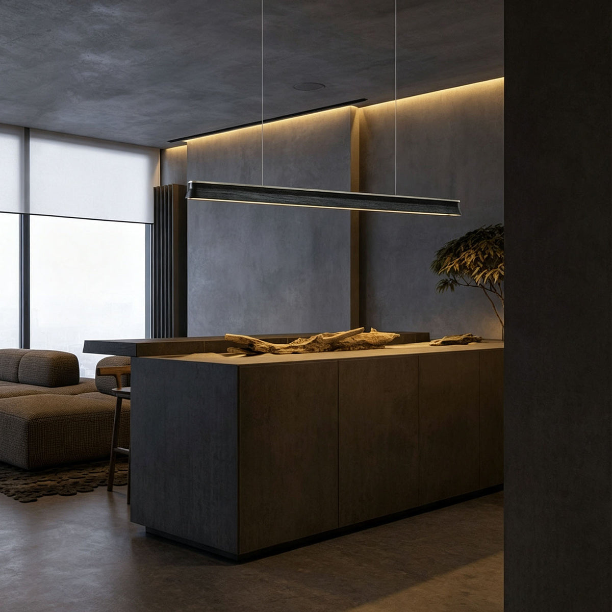 WOMO Modern Wooden Linear Pendant Light-WM3249