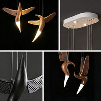 WOMO Hummingbird Multi‑Drop Wooden Pendant Light-WM3250