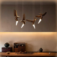 WOMO Hummingbird Multi‑Drop Wooden Pendant Light-WM3250