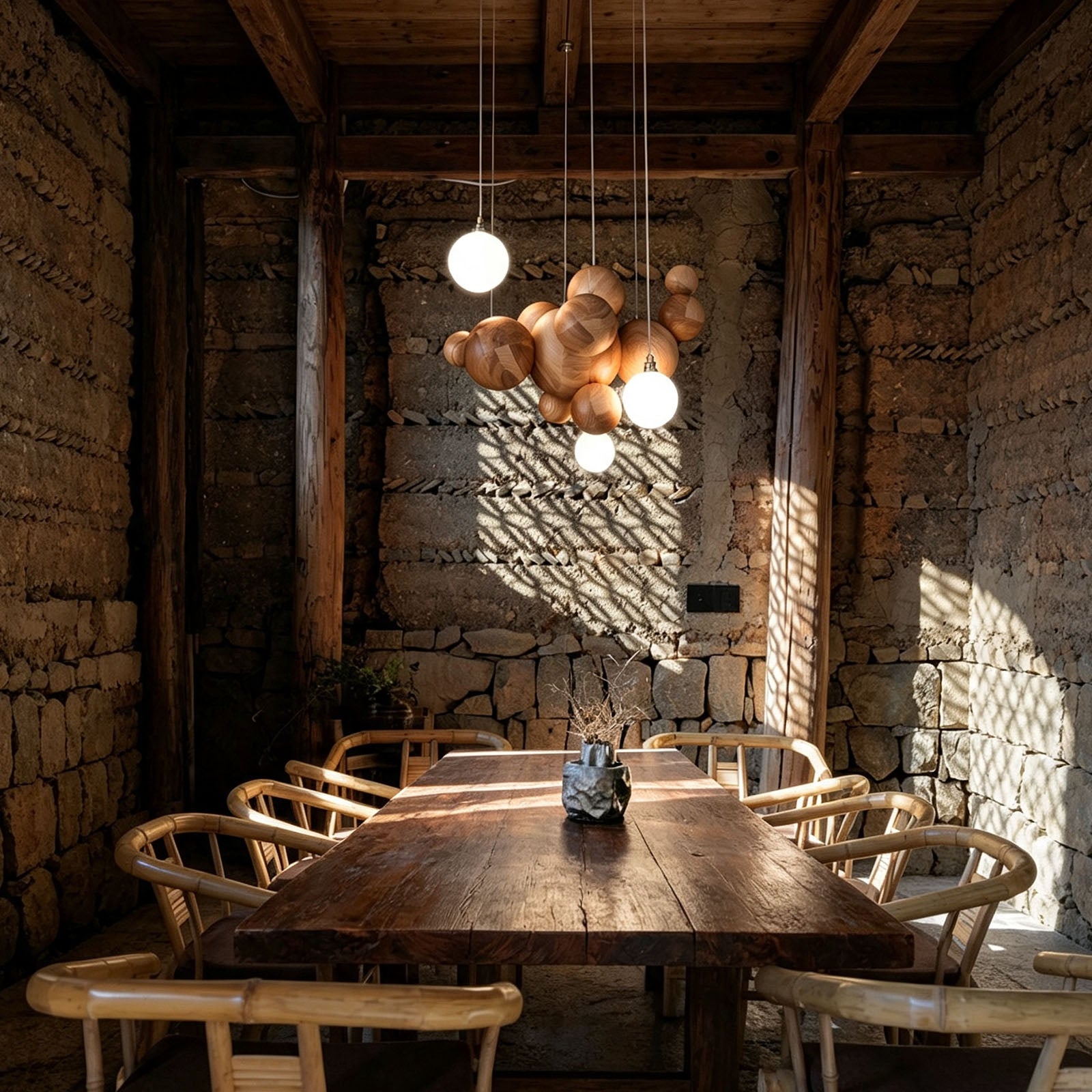 WOMO Wooden Bubble Pendant Light-WM3251