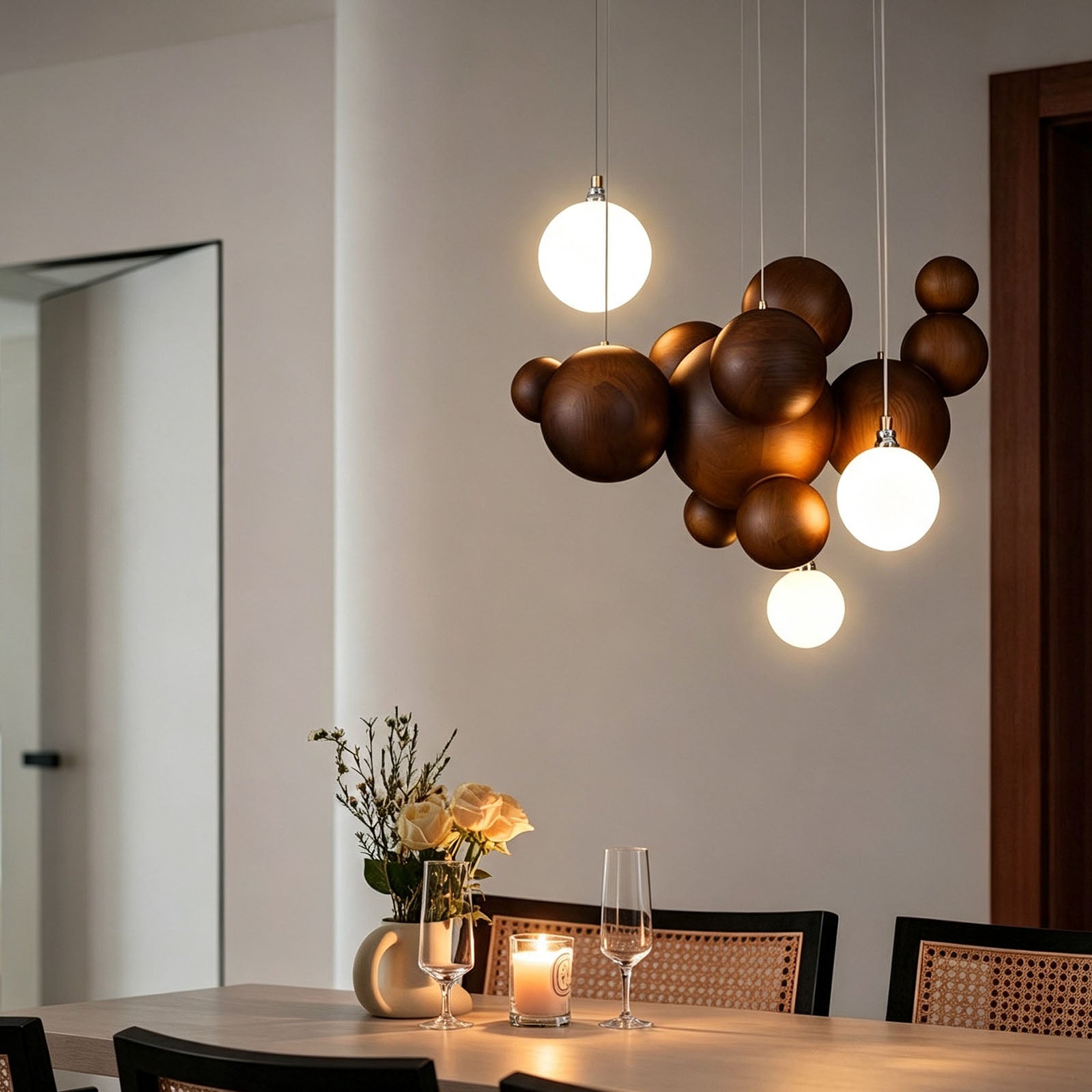 WOMO Wooden Bubble Pendant Light-WM3251