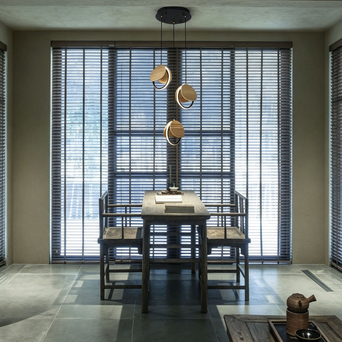 WOMO Wood Disc Cluster Pendant Light-WM3252