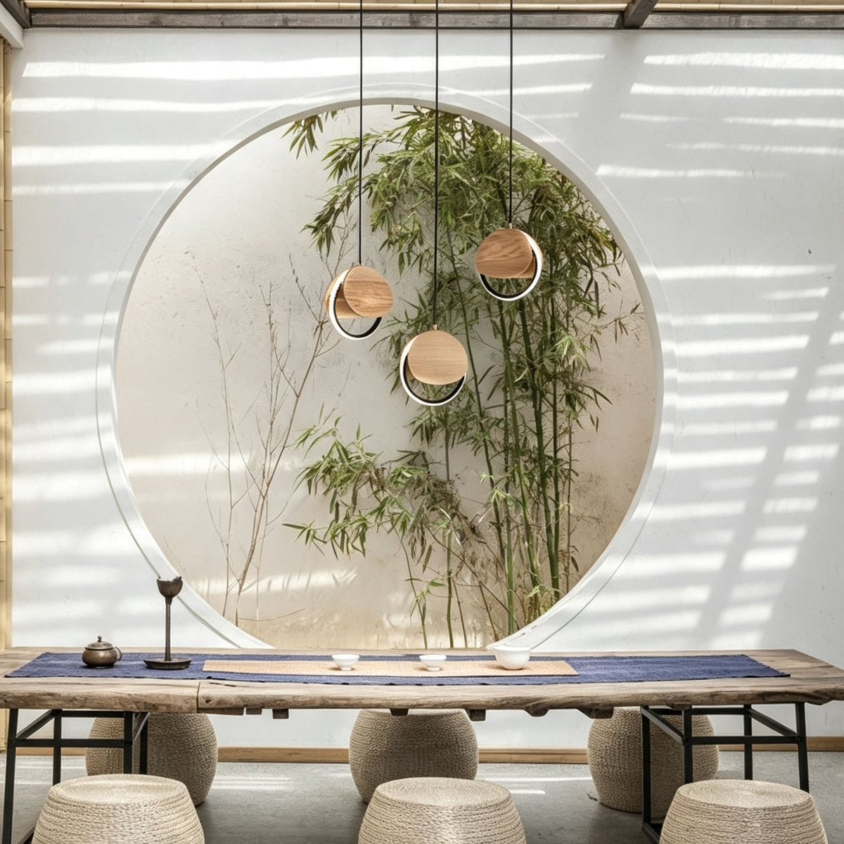 WOMO Wood Disc Cluster Pendant Light-WM3252