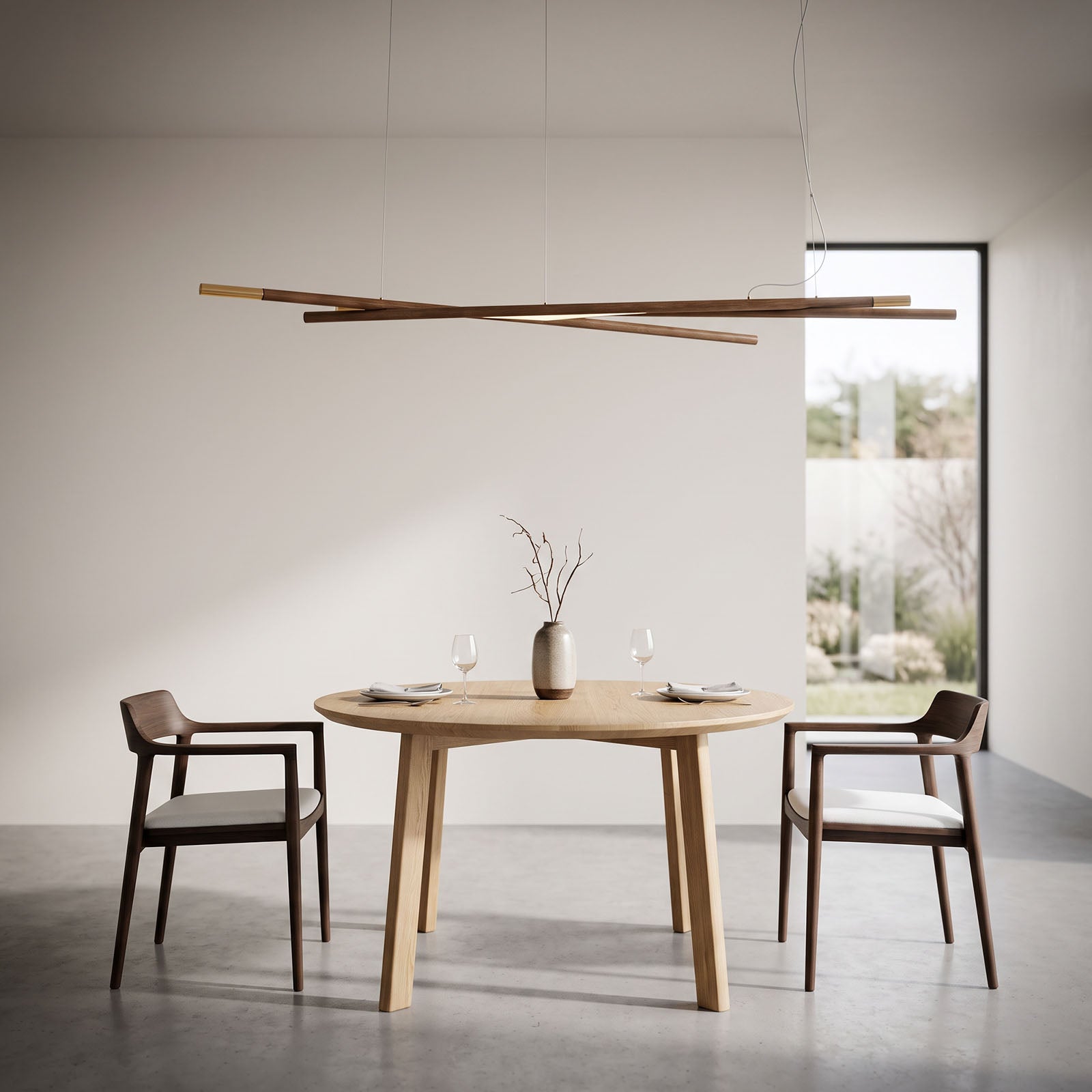 WOMO Crossed Wooden Rod Linear Pendant Light -WM3253