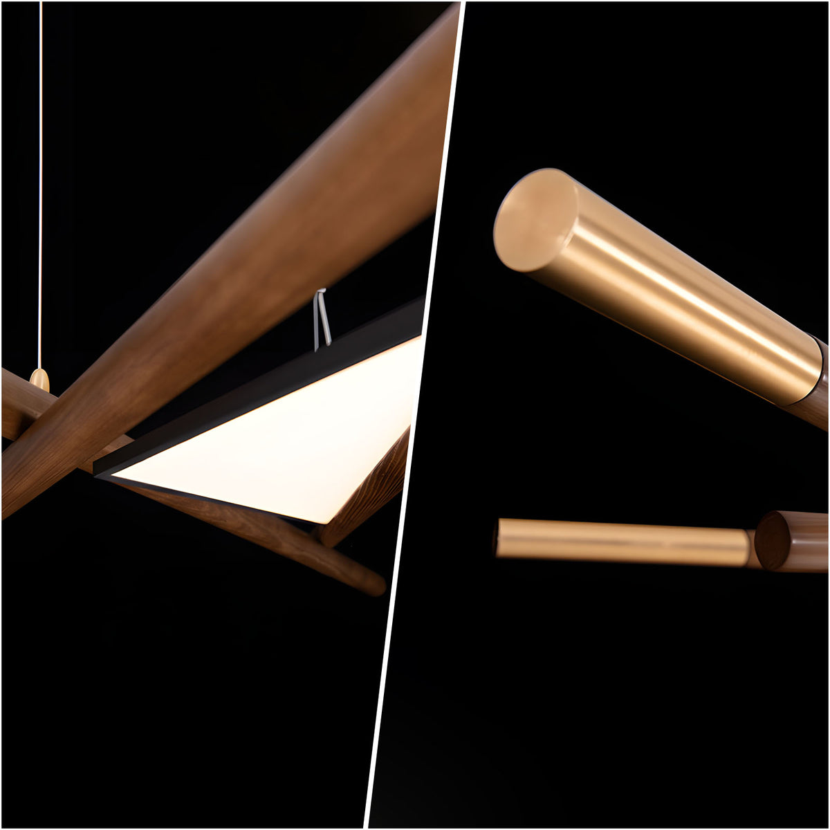 WOMO Crossed Wooden Rod Linear Pendant Light -WM3253