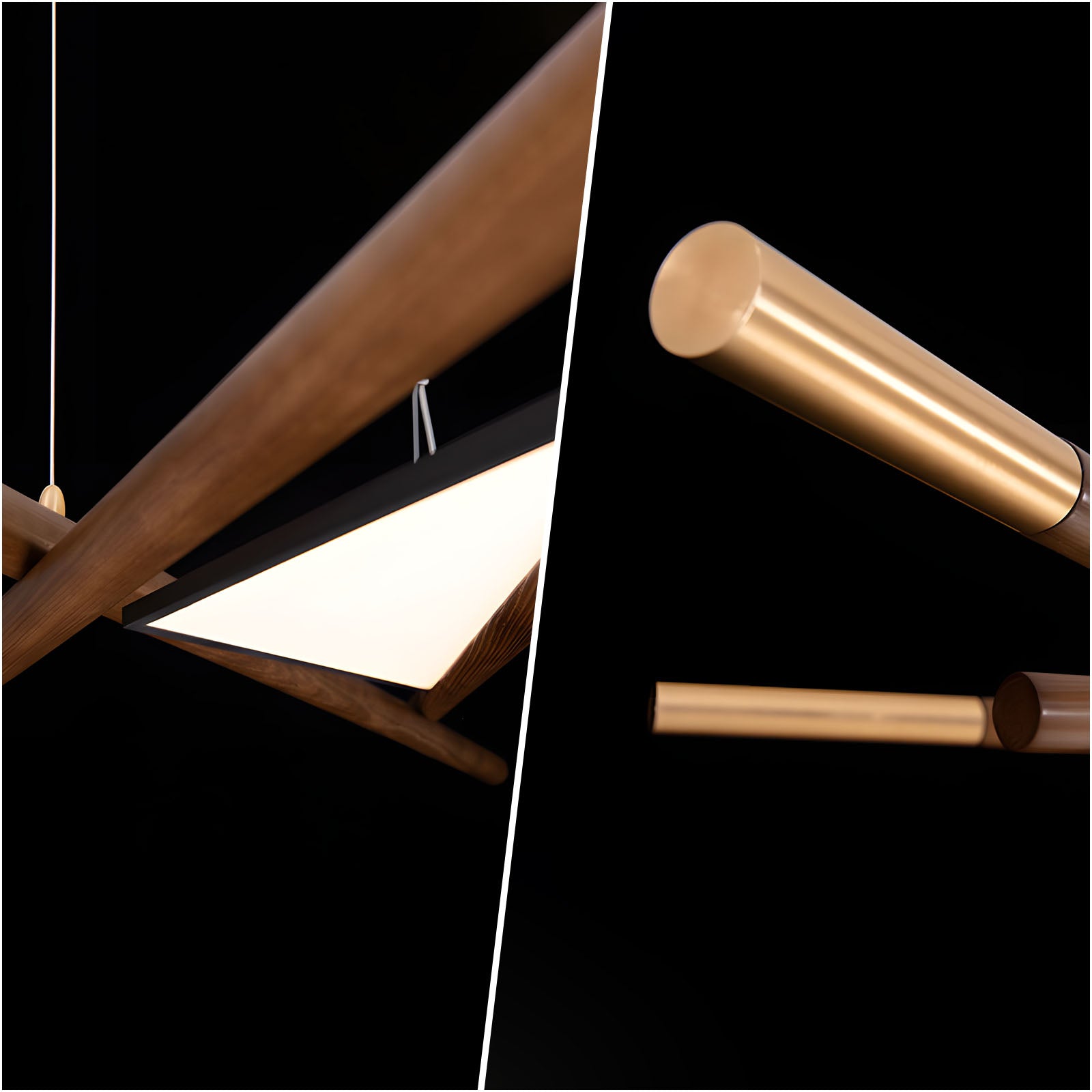 WOMO Crossed Wooden Rod Linear Pendant Light -WM3253