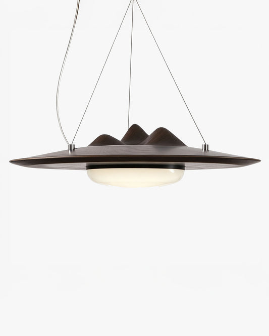 WOMO Mountain‑Inspired Wooden Disc Pendant Light-WM3254
