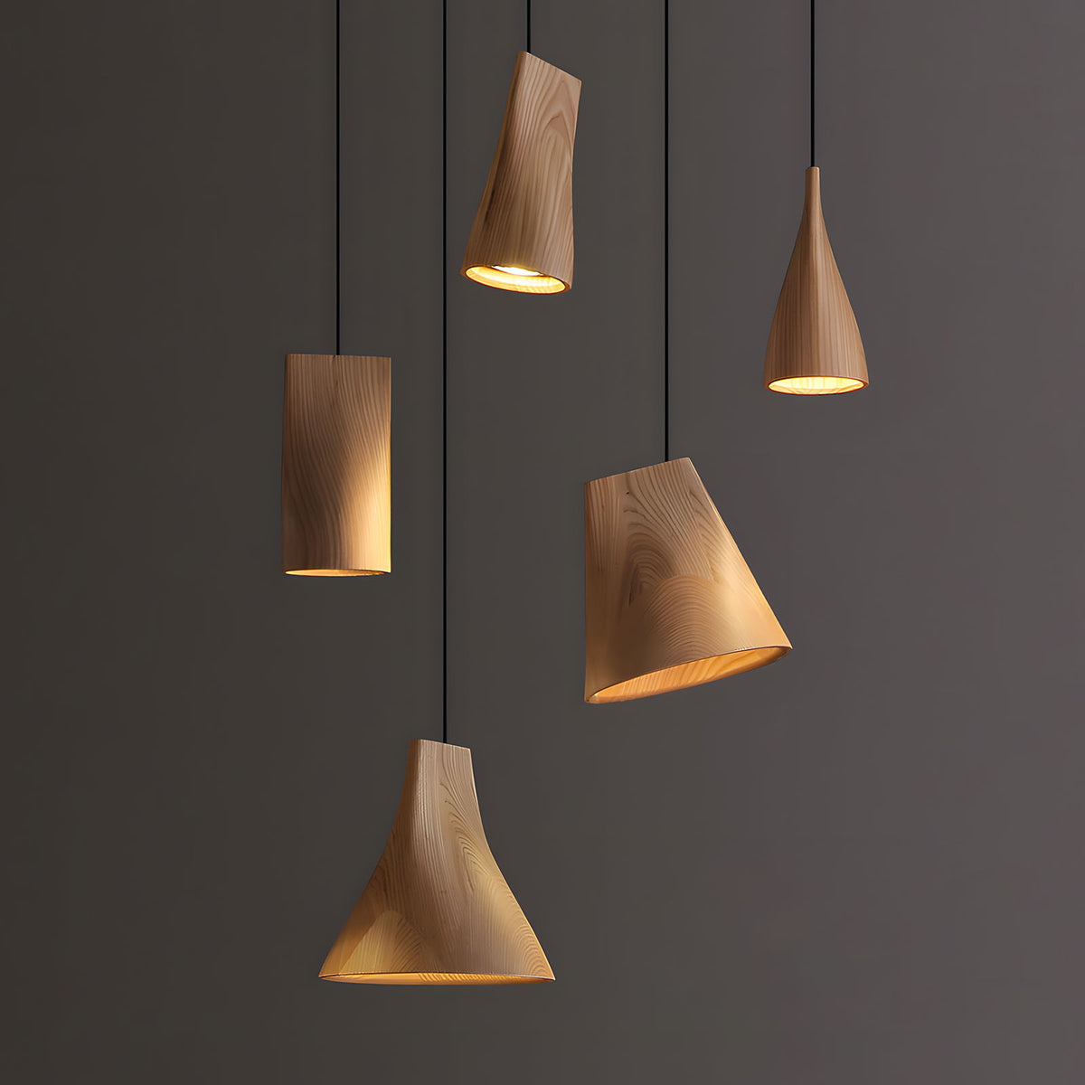 WOMO Multi‑Head Linear Wooden Pendant Light-WM3255