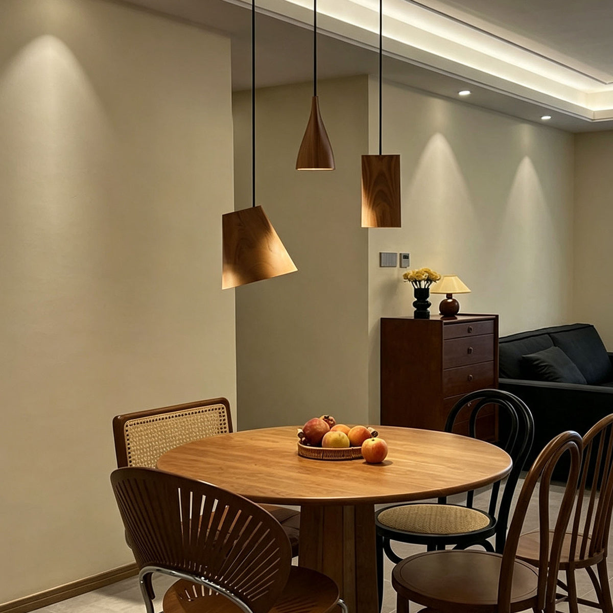 WOMO Multi‑Head Linear Wooden Pendant Light-WM3255
