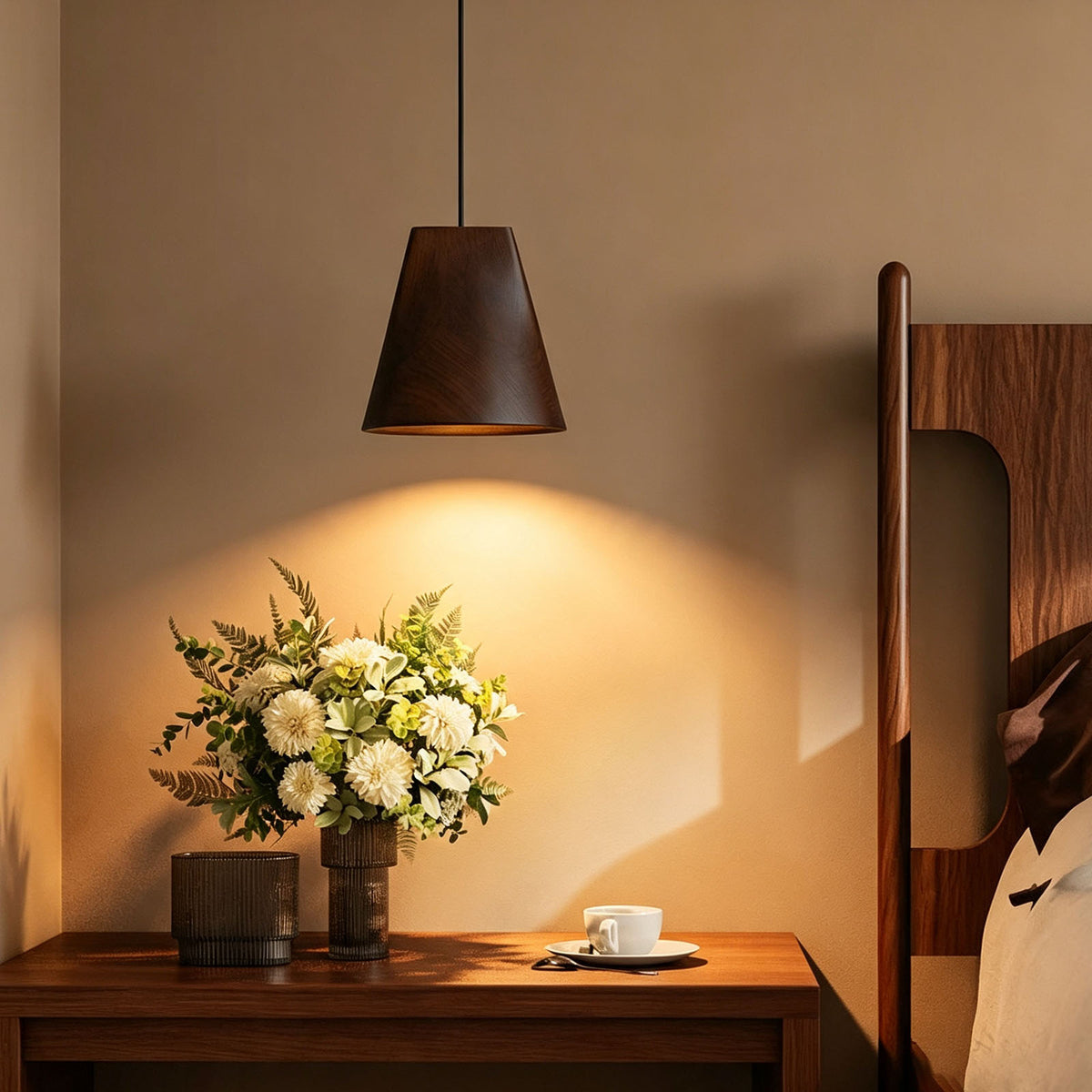 WOMO Wooden Taper Single Pendant Light-WM3256