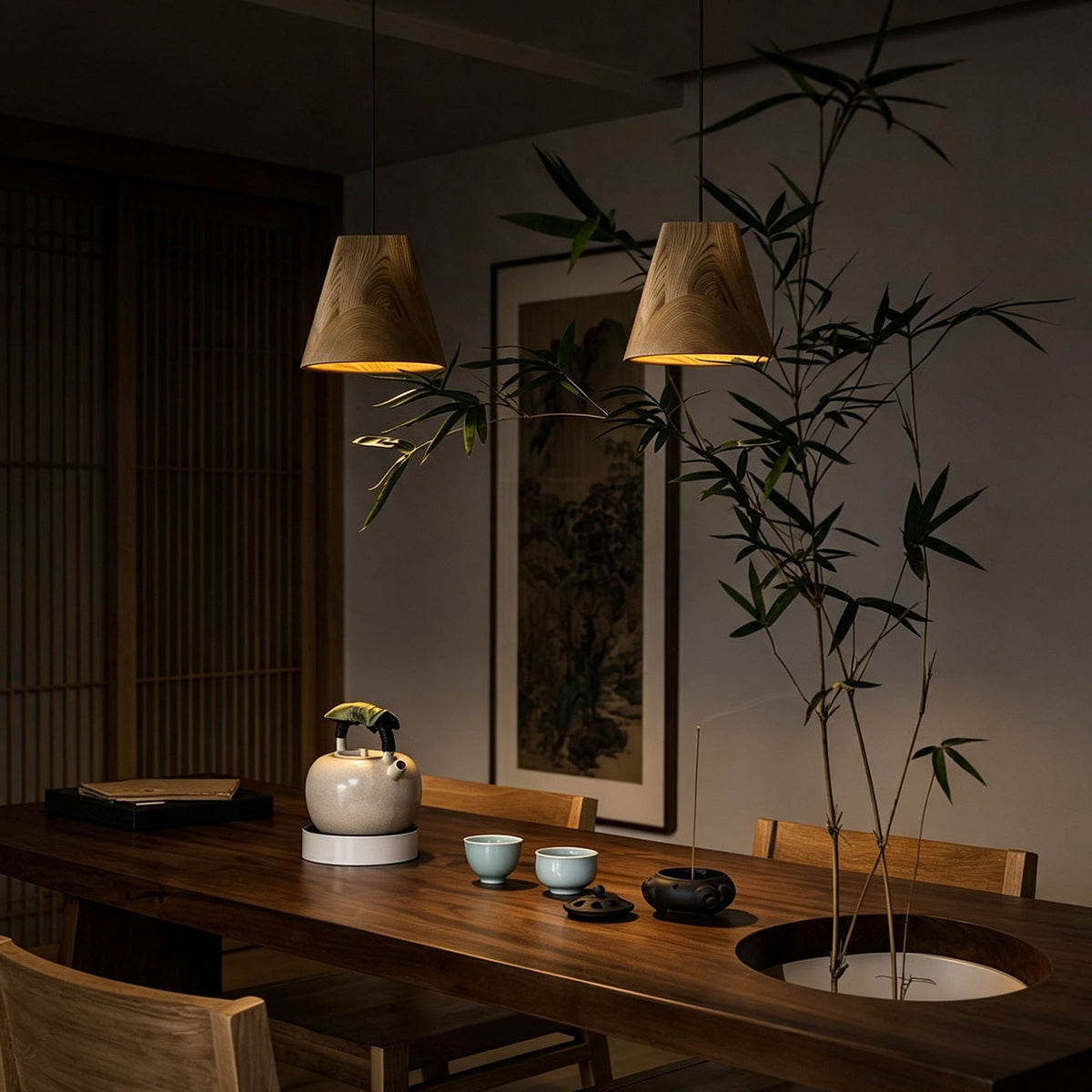 WOMO Wooden Taper Single Pendant Light-WM3256