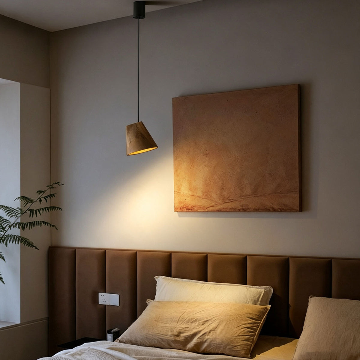 WOMO Wooden Taper Single Pendant Light-WM3256