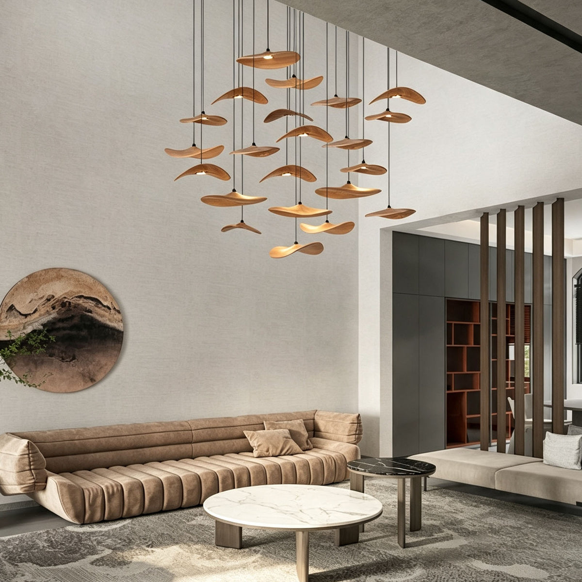 WOMO Wooden Leaf Pendant Light-WM3257