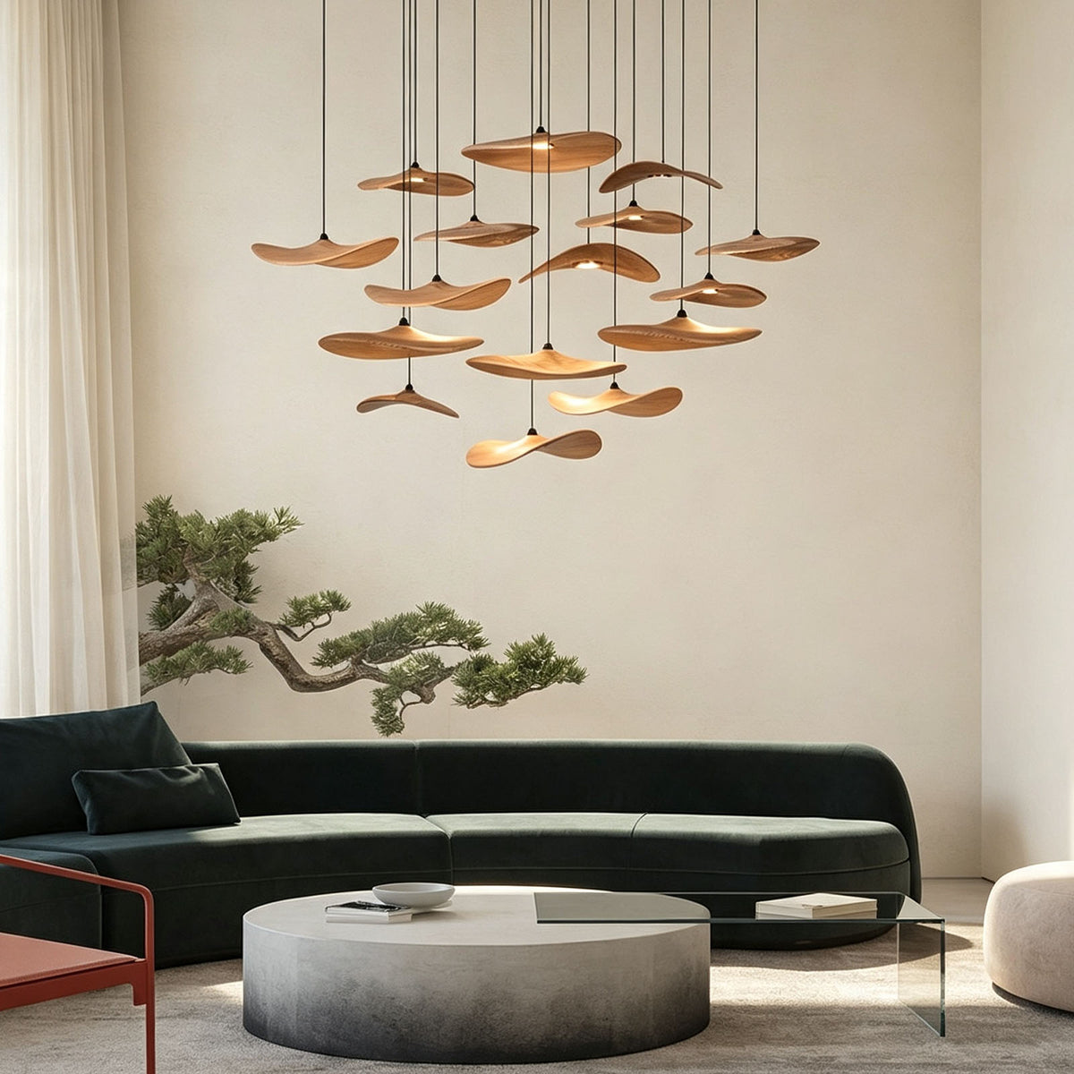 WOMO Wooden Leaf Pendant Light-WM3257