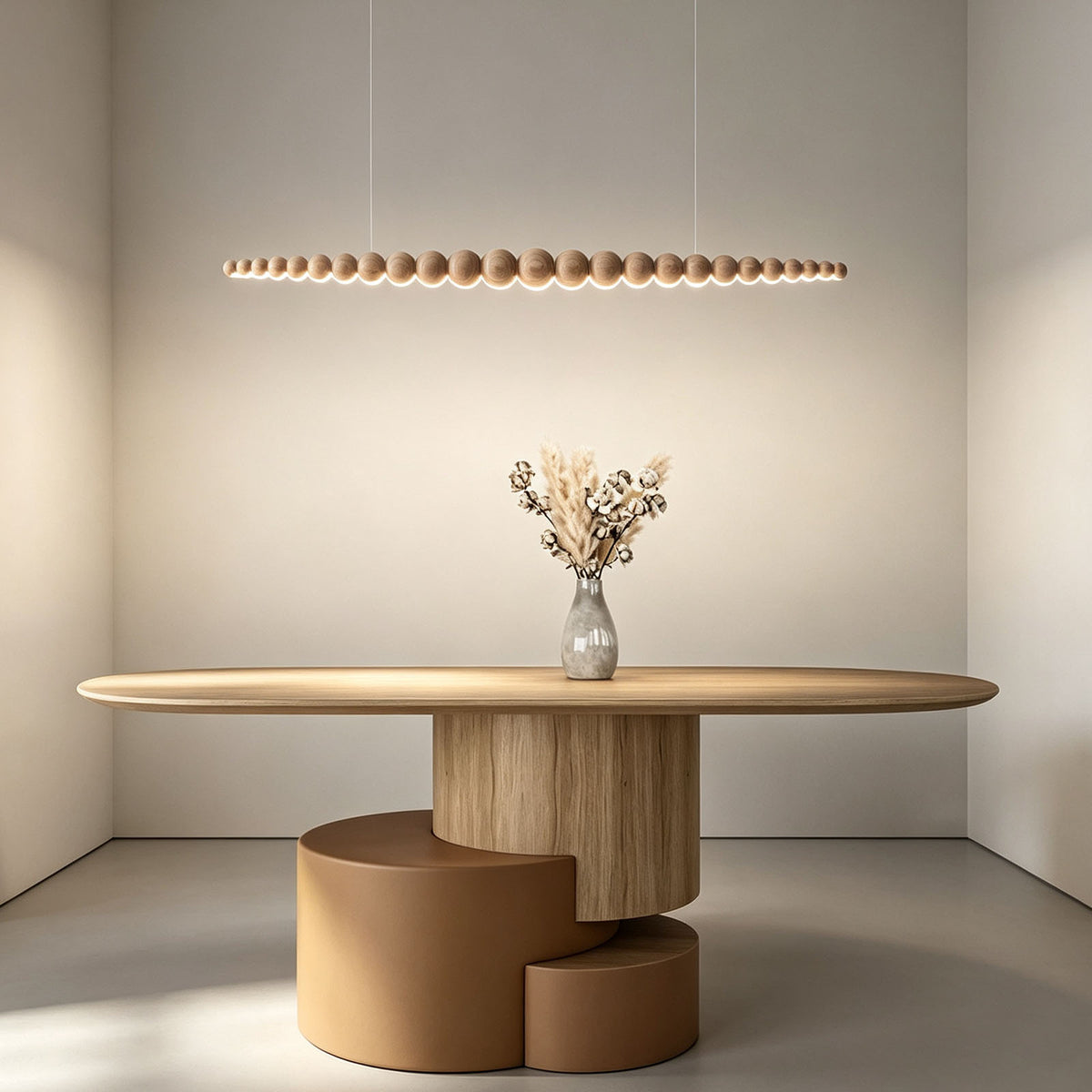 WOMO Wooden Bead Linear Pendant Light-WM3258