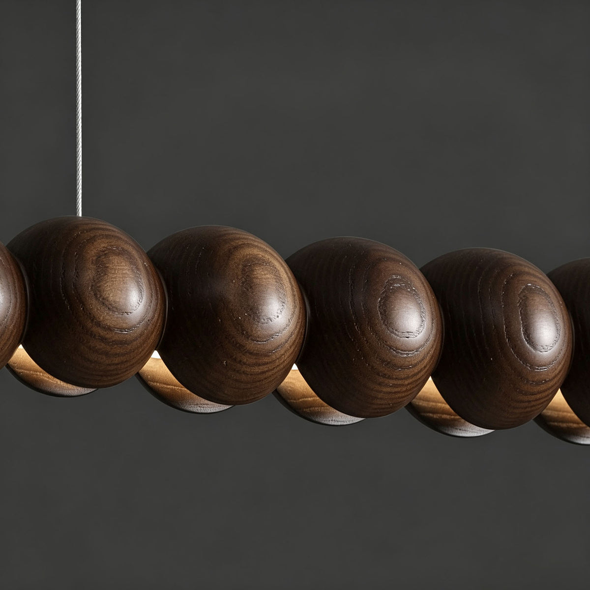 WOMO Wooden Bead Linear Pendant Light-WM3258