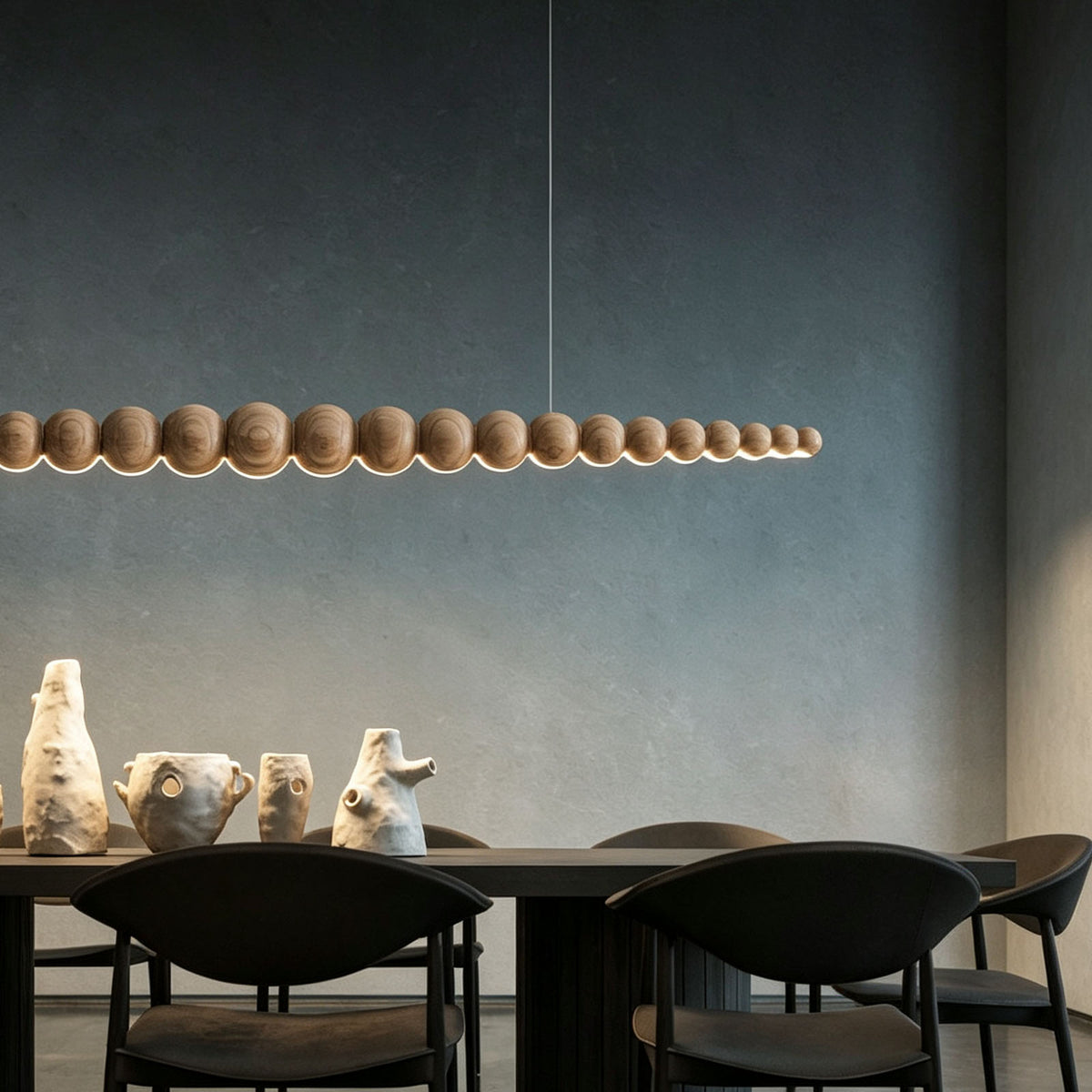 WOMO Wooden Bead Linear Pendant Light-WM3258