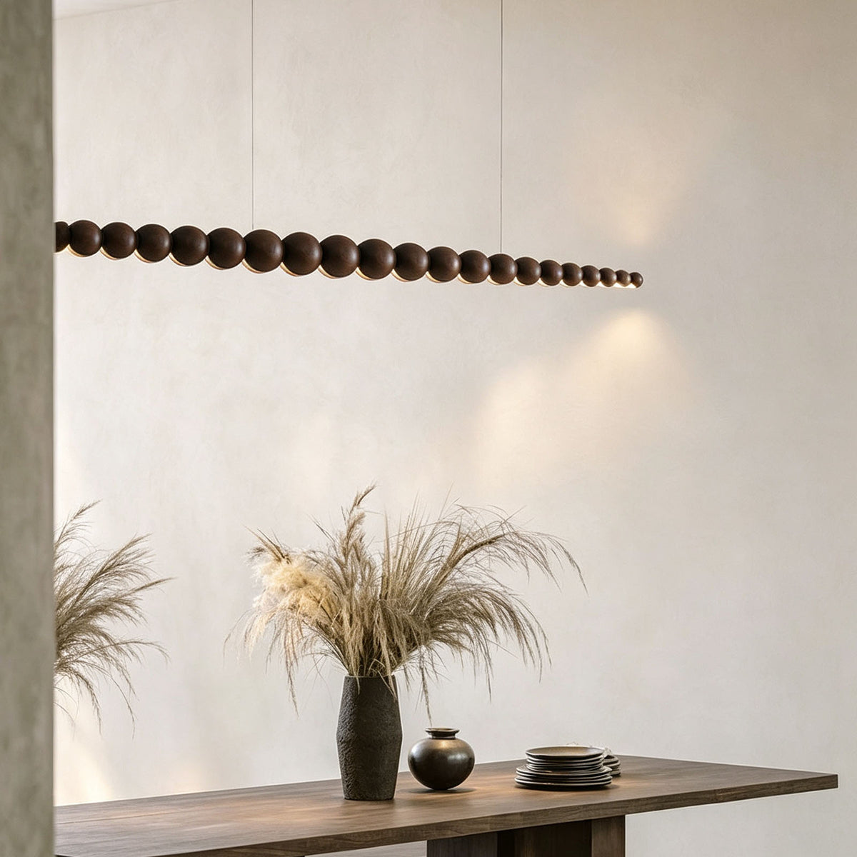 WOMO Wooden Bead Linear Pendant Light-WM3258