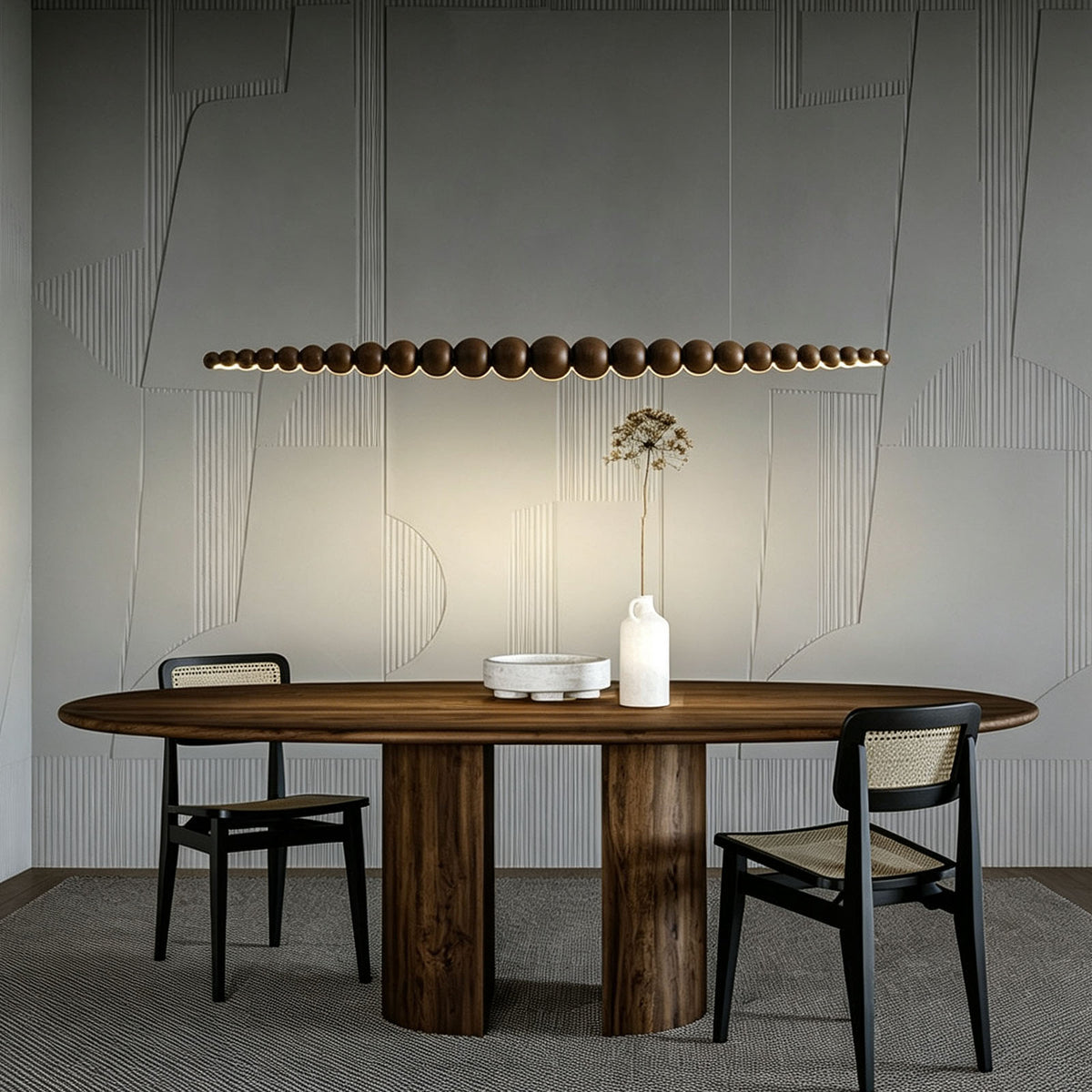WOMO Wooden Bead Linear Pendant Light-WM3258