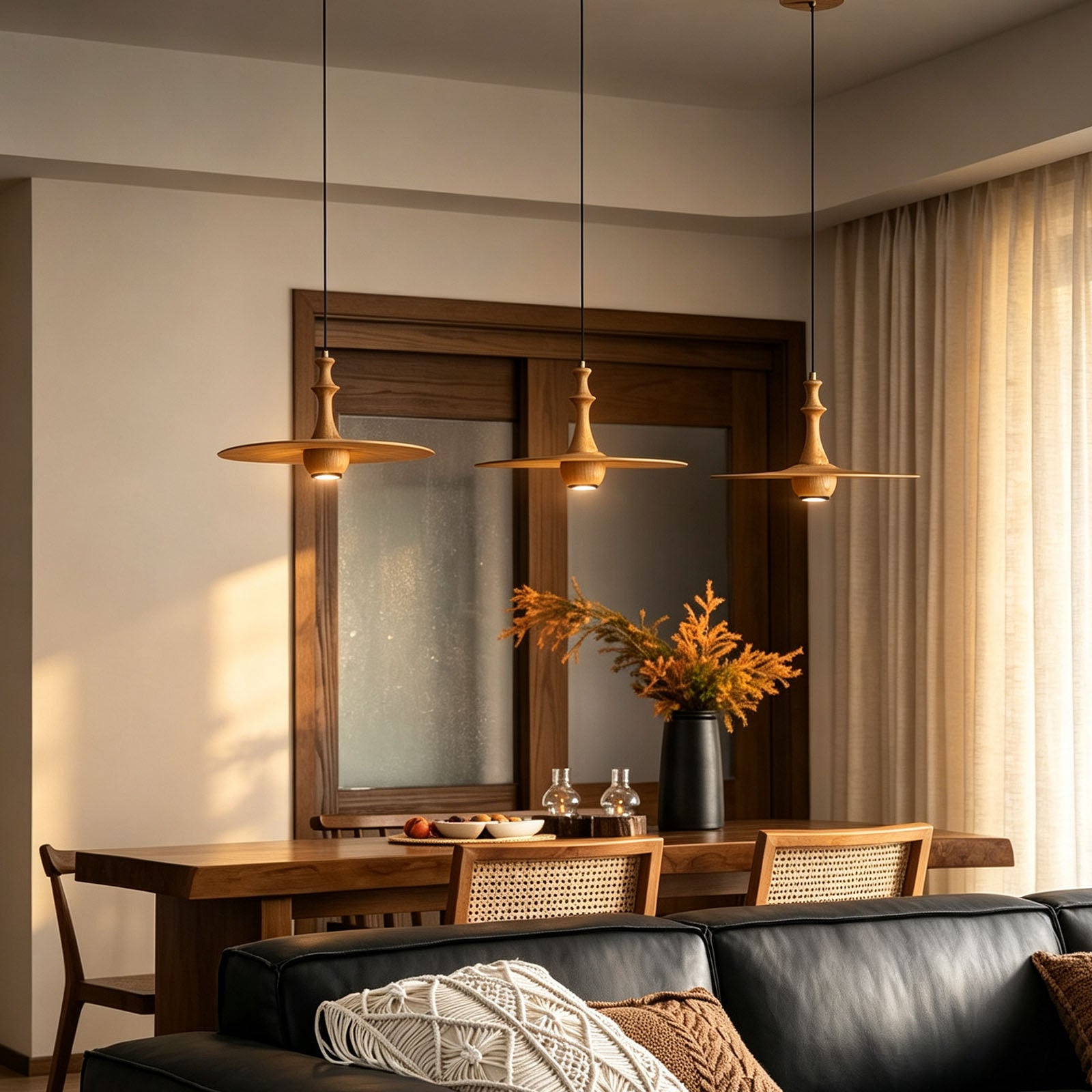WOMO Wood Flying Saucer Chandelier-WM3259