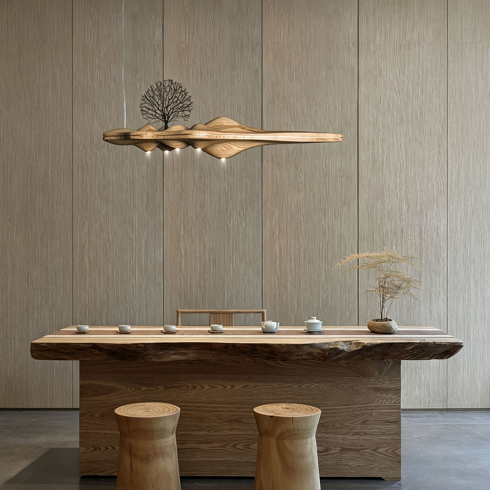 WOMO Mid-Century Wood Zen Chandelier-WM3260