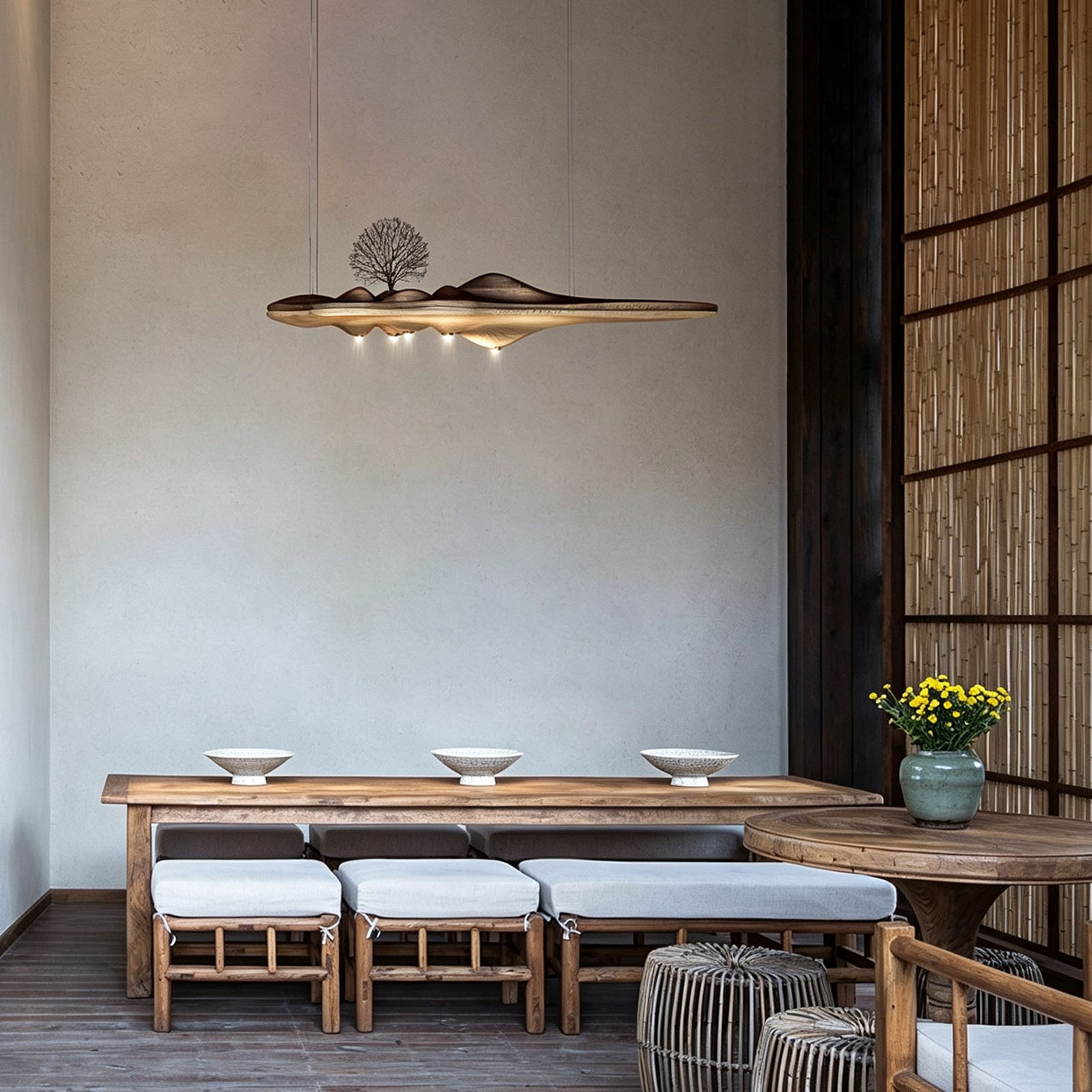 WOMO Mid-Century Wood Zen Chandelier-WM3260