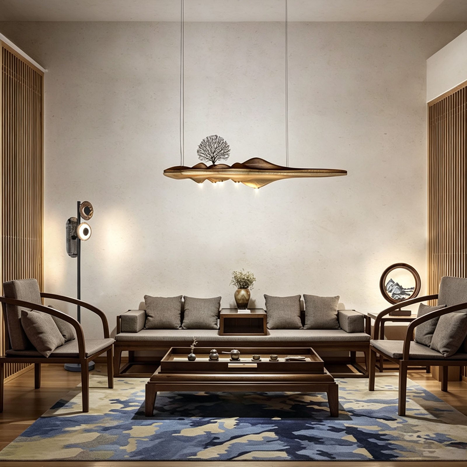 WOMO Mid-Century Wood Zen Chandelier-WM3260