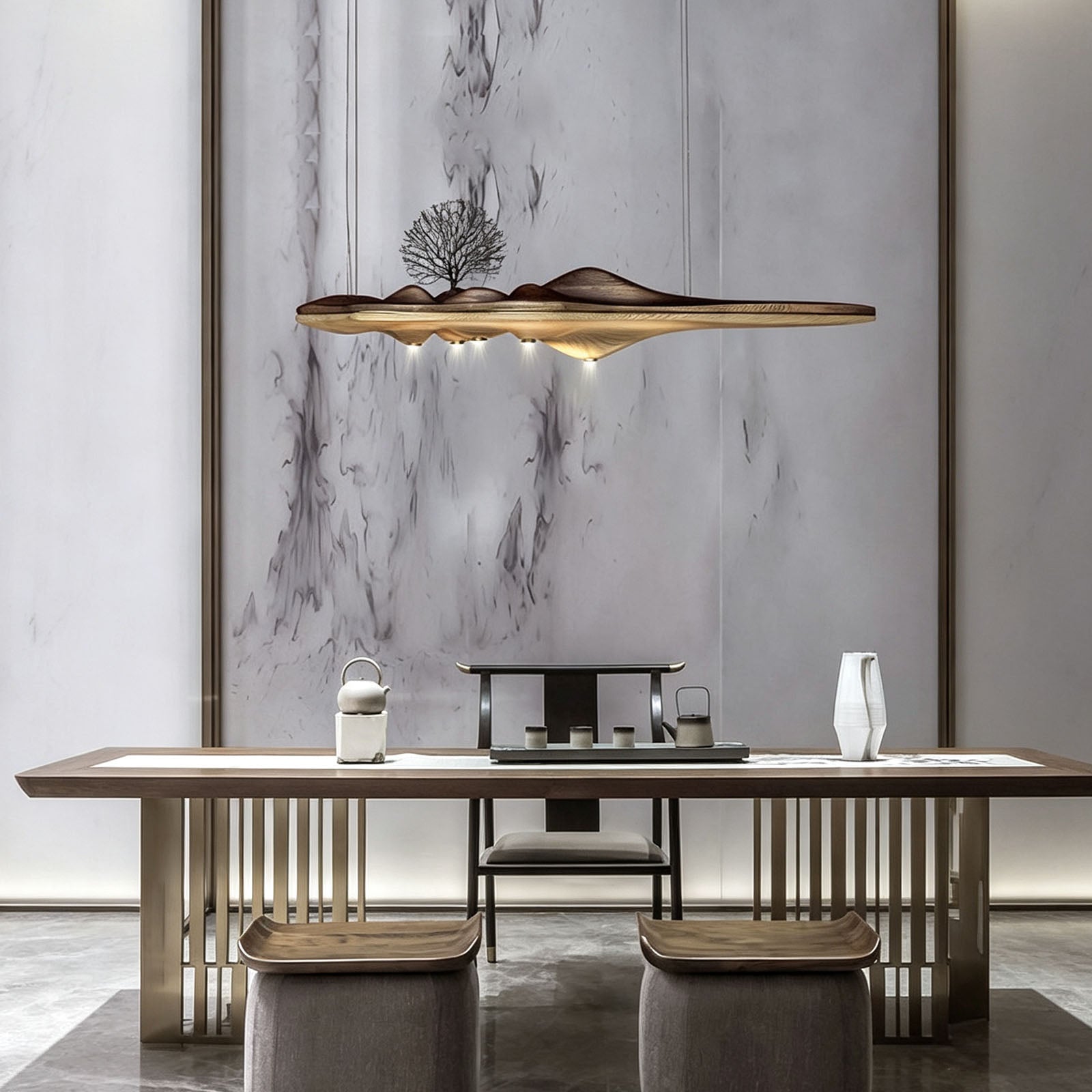 WOMO Mid-Century Wood Zen Chandelier-WM3260