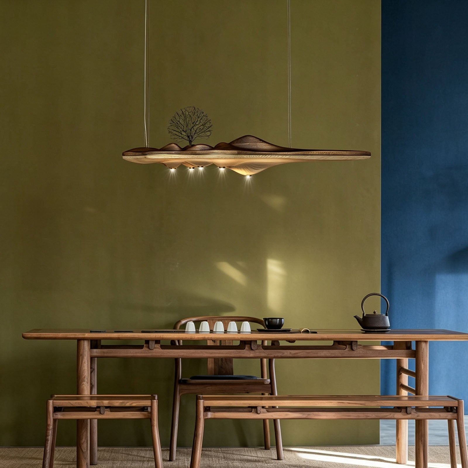 WOMO Mid-Century Wood Zen Chandelier-WM3260