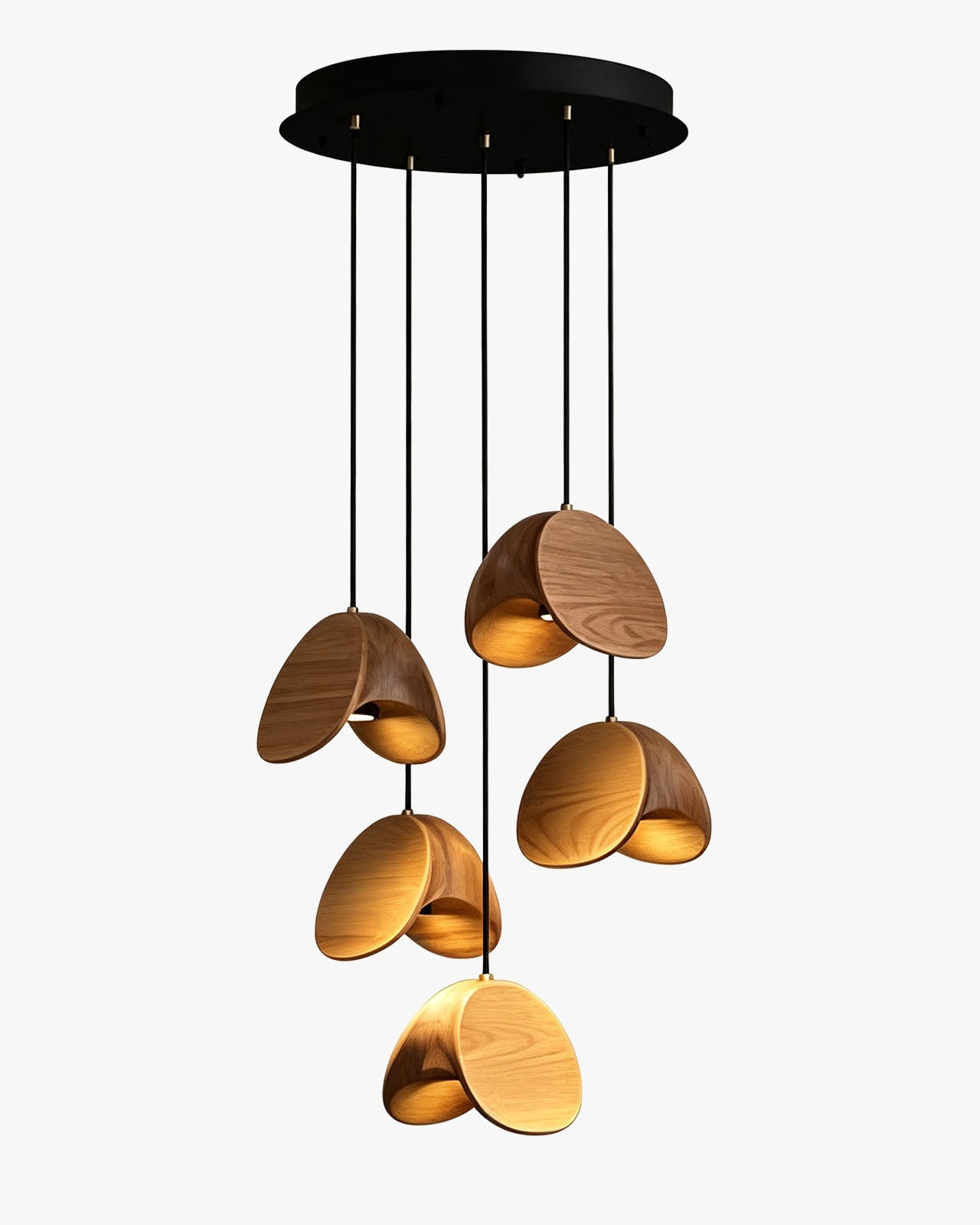 WOMO Mid‑Century Solid Wood Petal Chandelier-WM3261