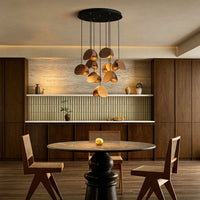 WOMO Mid‑Century Solid Wood Petal Chandelier-WM3261