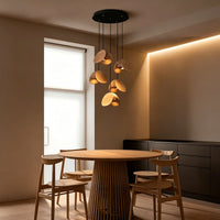 WOMO Mid‑Century Solid Wood Petal Chandelier-WM3261
