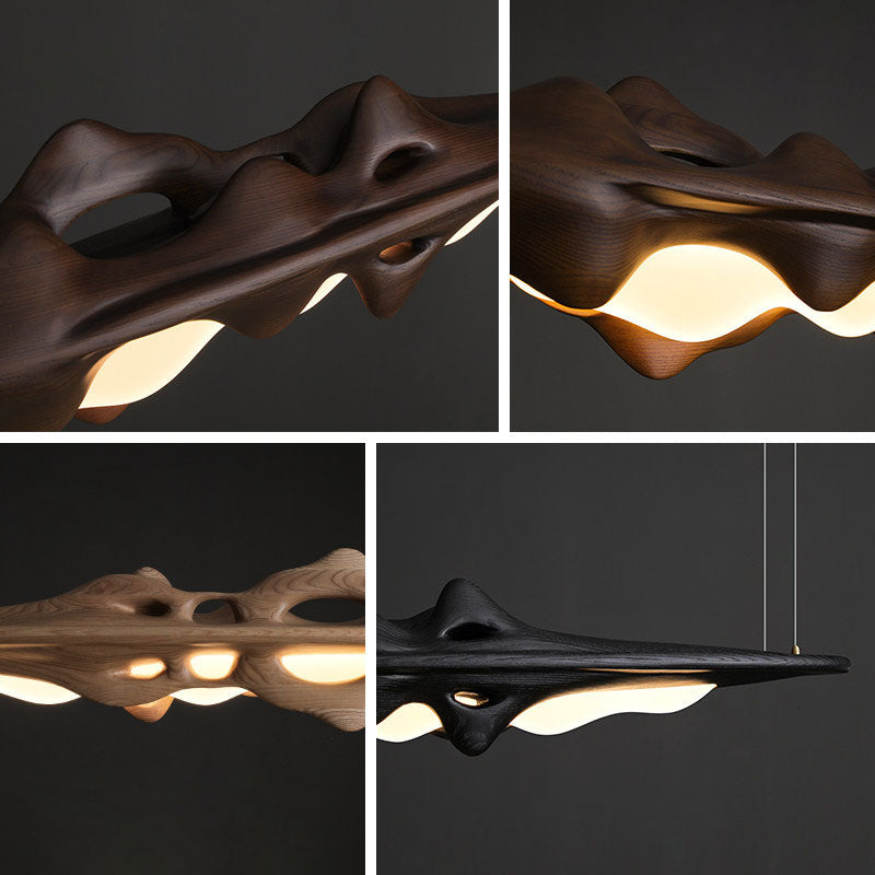 WOMO Mountain‑Shaped Wood Linear Pendant Light-WM3269