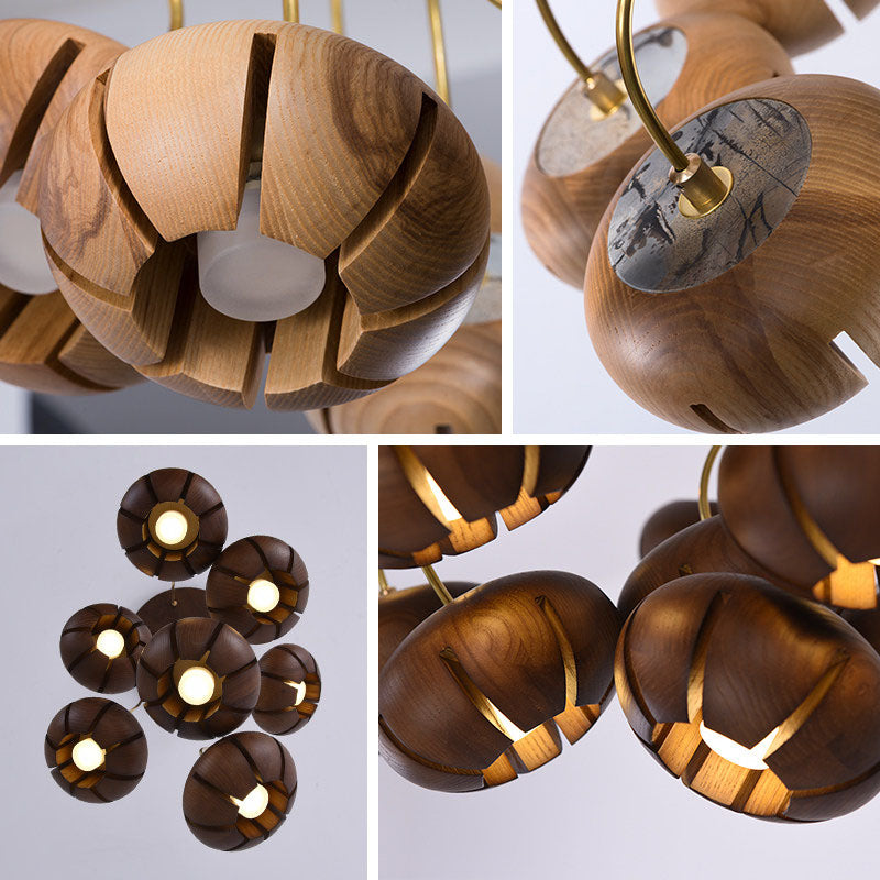 WOMO Cluster Multi‑Light Wood Chandelier-WM3271