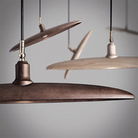 WOMO Adjustable Disc‑Shaped Wood Chandelier-WM3272