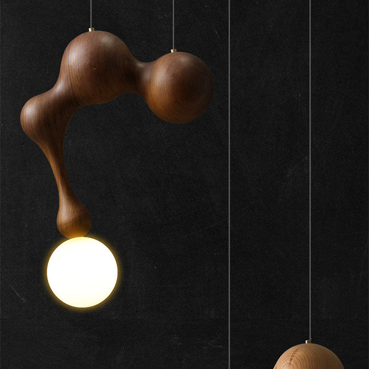 WOMO Hand‑Carved Irregular Wood Chandelier-WM3274