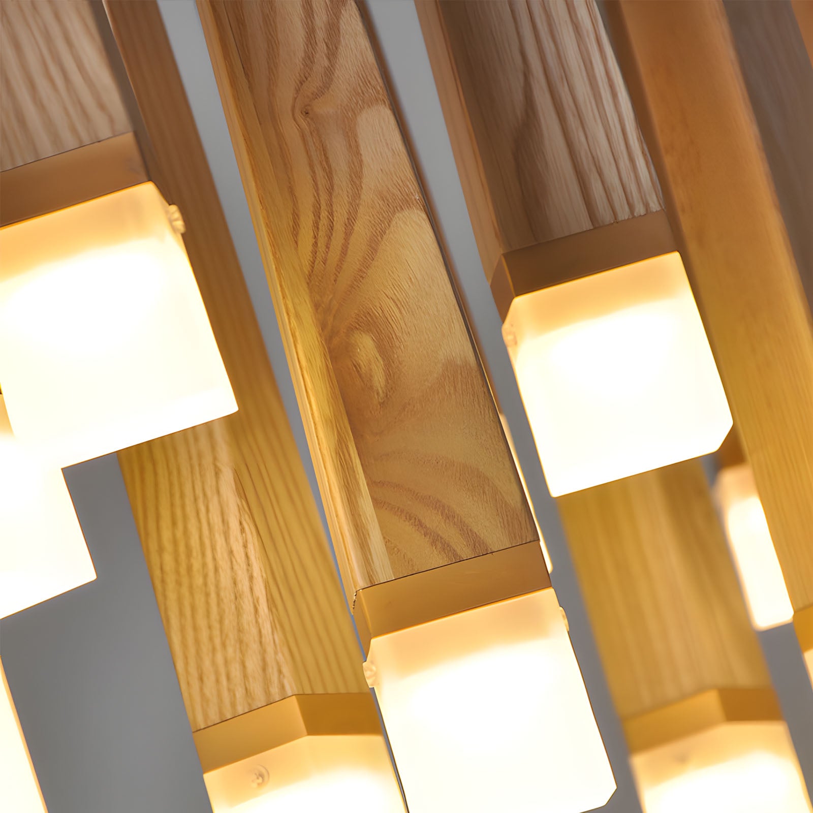 WOMO Cascading Multi‑Light Solid Wood Chandelier-WM3276
