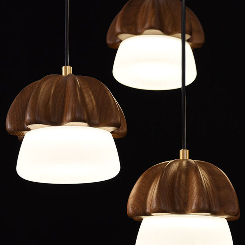 WOMO Wooden Mushroom Pendant Light-WM3281