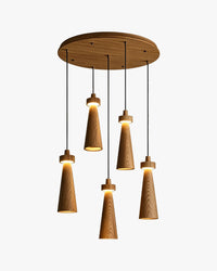 WOMO Multi‑Head Cone Wooden Chandelier-WM3283