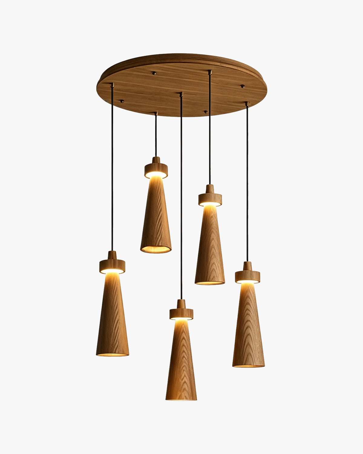 WOMO Multi‑Head Cone Wooden Chandelier-WM3283