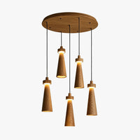 WOMO Multi‑Head Cone Wooden Chandelier-WM3283