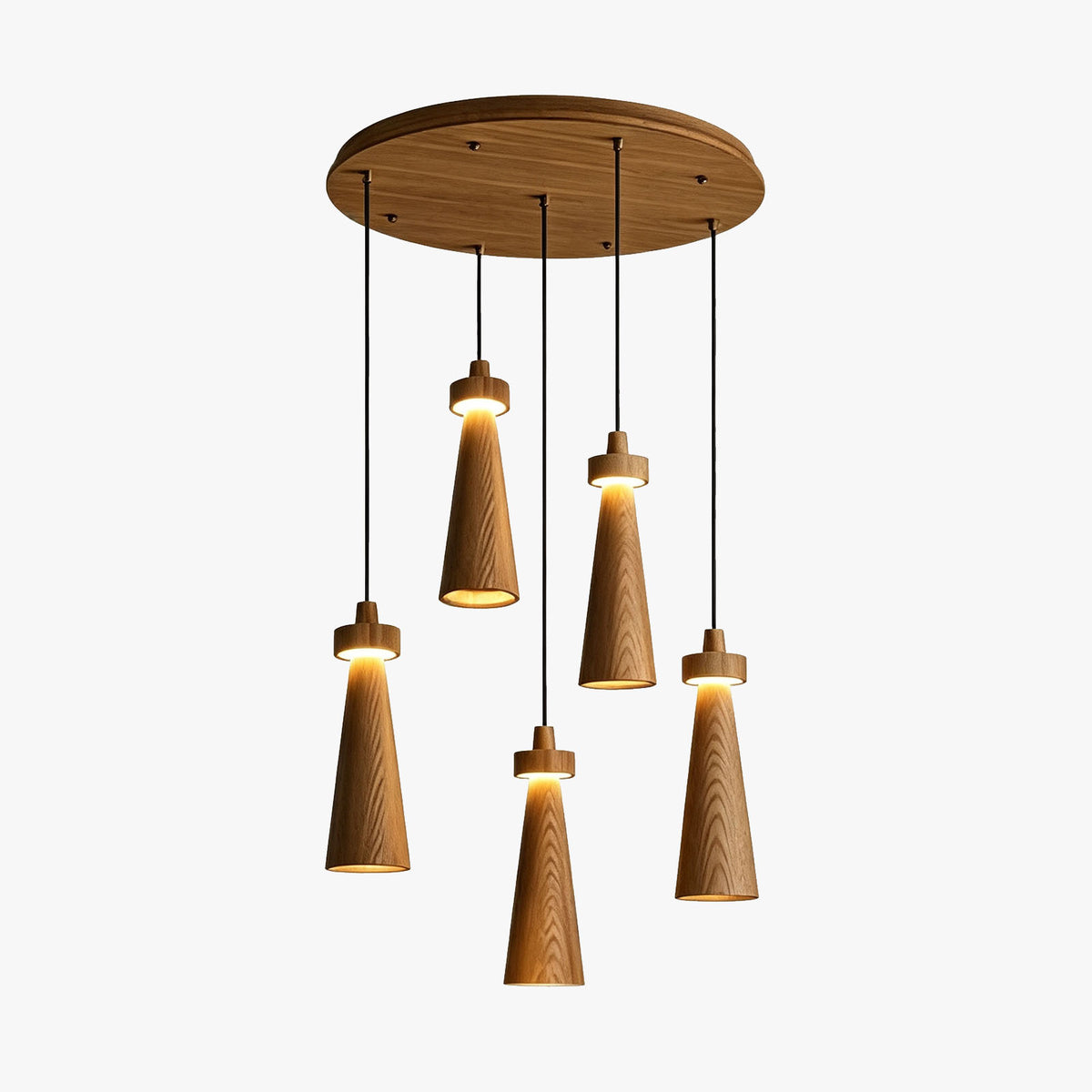 WOMO Multi‑Head Cone Wooden Chandelier-WM3283