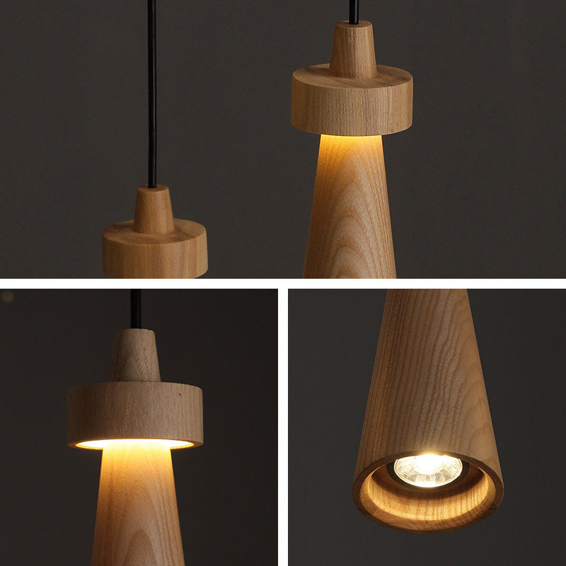 WOMO Multi‑Head Cone Wooden Chandelier-WM3283